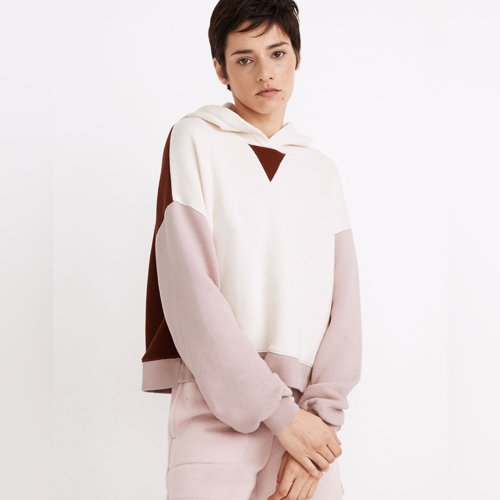 MADEWELL MWL Airyterry Hoodie Sweatshirt and Shorts Set in Colorblock - Picture 5 of 9